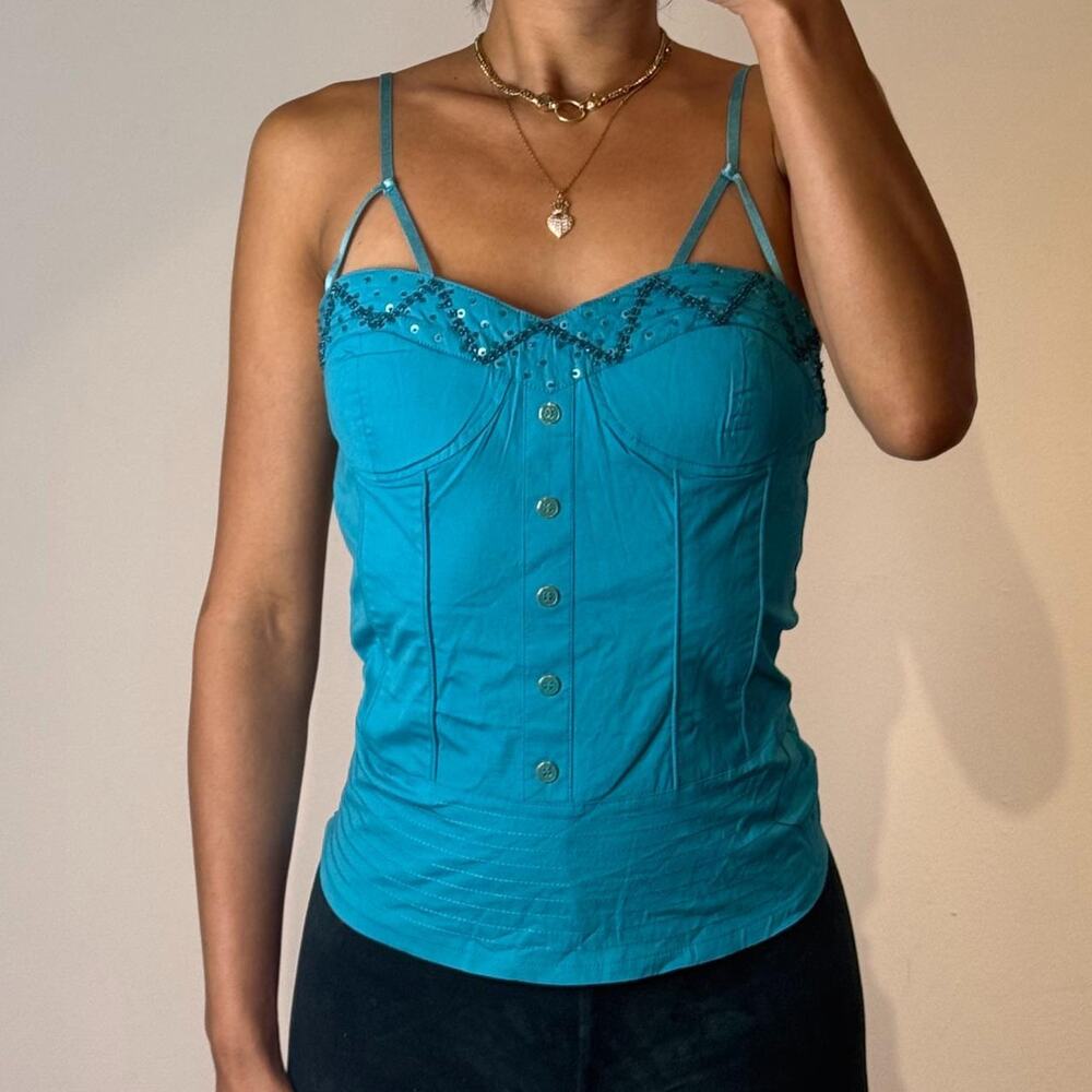 Blue Beaded Corset